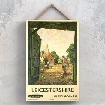 P0969 - Leicestershire Farm Scene Affiche originale des chemins de fer nationaux sur une plaque décor vintage 1