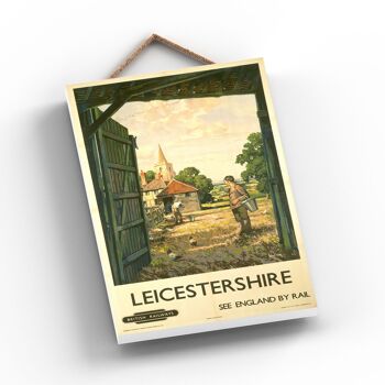 P0969 - Leicestershire Farm Scene Affiche originale des chemins de fer nationaux sur une plaque décor vintage 2
