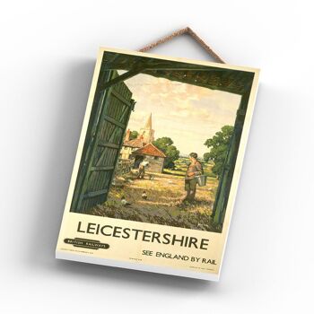 P0969 - Leicestershire Farm Scene Affiche originale des chemins de fer nationaux sur une plaque décor vintage 3