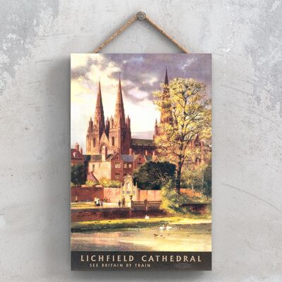 P0970 - Lichfield Cathedral Original National Railway Poster On A Plaque Vintage Decor