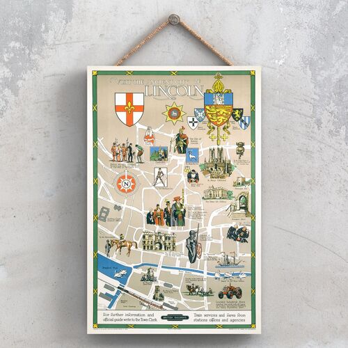 P0971 - Lincoln Ancient City Original National Railway Poster On A Plaque Vintage Decor