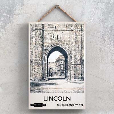 P0972 - Lincoln Arch Poster originale della National Railway su una targa Decor vintage