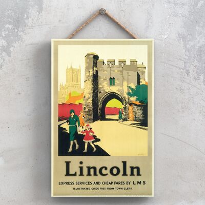 P0973 - Lincoln Arch Poster originale della National Railway su una placca Decor vintage