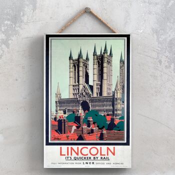 P0974 - Affiche originale du National Railway de la cathédrale de Lincoln sur une plaque décor vintage 1