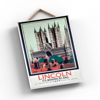 P0974 - Affiche originale du National Railway de la cathédrale de Lincoln sur une plaque décor vintage 2
