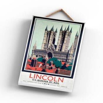 P0974 - Affiche originale du National Railway de la cathédrale de Lincoln sur une plaque décor vintage 3