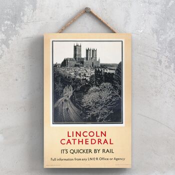 P0975 - Lincoln Cathedral Original National Railway Affiche Sur Une Plaque Décor Vintage 1