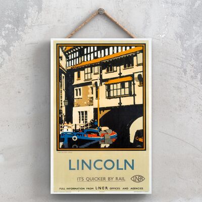 P0977 - Lincoln Glory Hole Poster originale della National Railway su una targa con decorazioni vintage