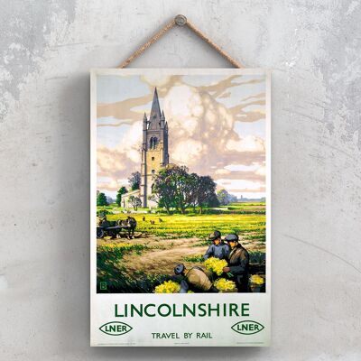 P0979 - Lincolnshire Pferdewagen Original National Railway Poster auf einer Plakette Vintage Decor