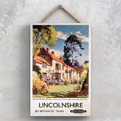 P0980 - Lincolnshire Somersby Rectory Poster originale della National Railway su una targa con decorazioni vintage