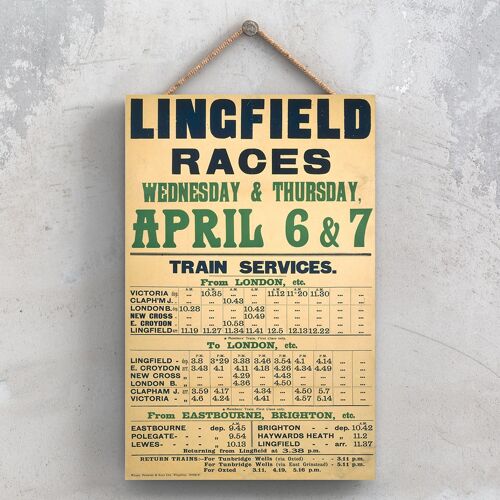 P0982 - Lingfield Races Original National Railway Poster On A Plaque Vintage Decor