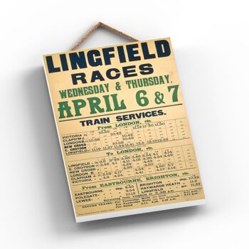P0982 - Lingfield Races Affiche Originale Des Chemins De Fer Nationaux Sur Une Plaque Décor Vintage 2