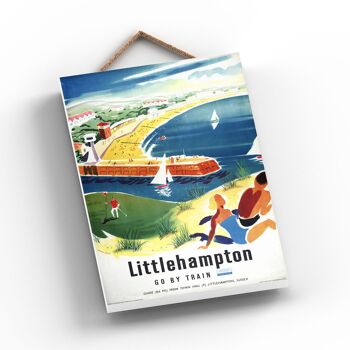 P0984 - Littlehampton Sussex Affiche originale des chemins de fer nationaux sur une plaque décor vintage 2