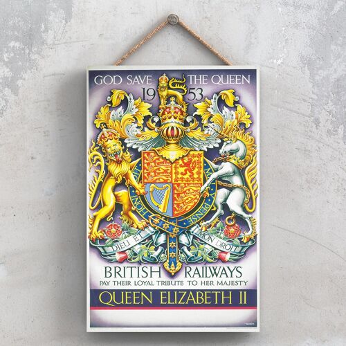 P0989 - London God Save The Queen Original National Railway Poster On A Plaque Vintage Decor
