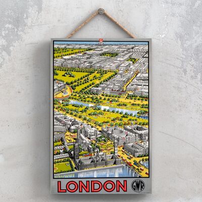 P0990 - London Grey Gwr Affiche originale des chemins de fer nationaux sur une plaque décor vintage