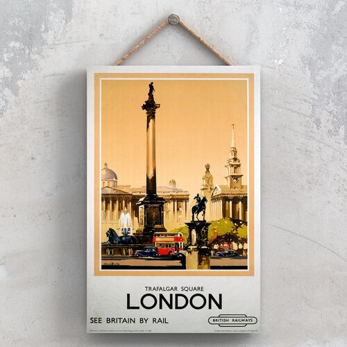 P0995 - London Trafalgar Square Original National Railway Poster On A Plaque Vintage Decor