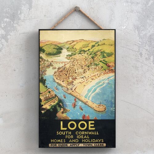 P0998 - Looe Original National Railway Poster On A Plaque Vintage Decor