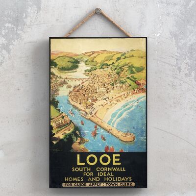 P0998 - Looe Original National Railway Poster auf einer Plakette im Vintage-Dekor