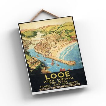 P0998 - Affiche Originale des Chemins de Fer Nationaux Looe sur Plaque Décor Vintage 2