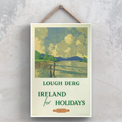 P1001 - Lough Derg Holidays Poster originale della National Railway su una targa con decorazioni vintage