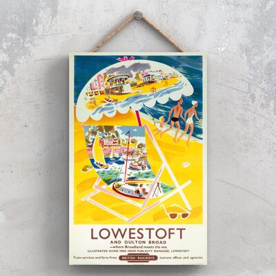 P1003 - Lowestoft Oulton Broad Poster originale della National Railway su una targa con decorazioni vintage
