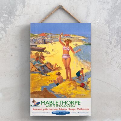 P1007 - Mablethorpe Sutton On Sea Beach Affiche originale des chemins de fer nationaux sur une plaque décor vintage