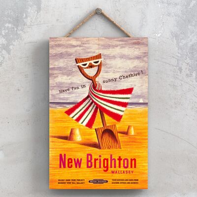 P1016 - New Brighton Wallasey Spade In Sand Originale Ferrovia Nazionale Poster Su Una Targa Arredamento Vintage
