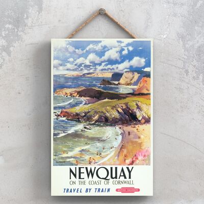 P1017 - Newquay Jack Merriott Affiche originale des chemins de fer nationaux sur une plaque décor vintage