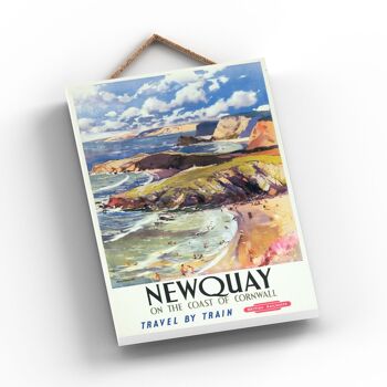 P1017 - Newquay Jack Merriott Affiche originale des chemins de fer nationaux sur une plaque décor vintage 2