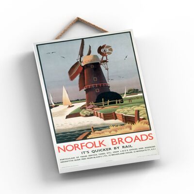 P1021 - Norfolk Broads Sail Poster originale della National Railway su una targa con decorazioni vintage