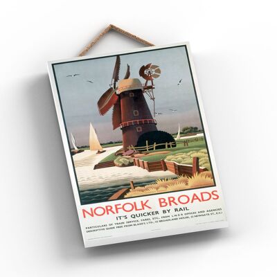 P1021 - Póster original del Ferrocarril Nacional de Norfolk Broads Sail en una placa con decoración vintage