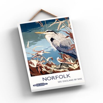 P1022 - Norfolk Heron con tette barbute poster originale della National Railway su una targa con decorazioni vintage