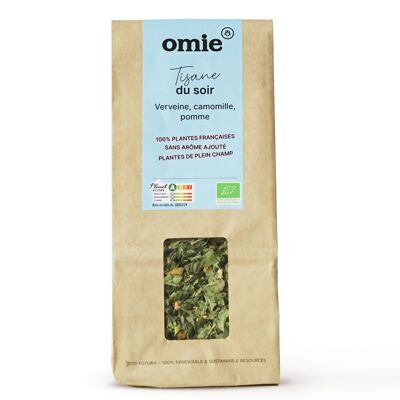Organic evening herbal tea - Marjoram, verbena and apple - 100% French plants - 45 g