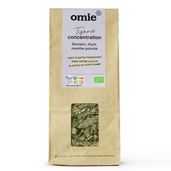 Tisane concentration bio - Romarin, thym et menthe poivrée - plantes 100% françaises - 45 g 1