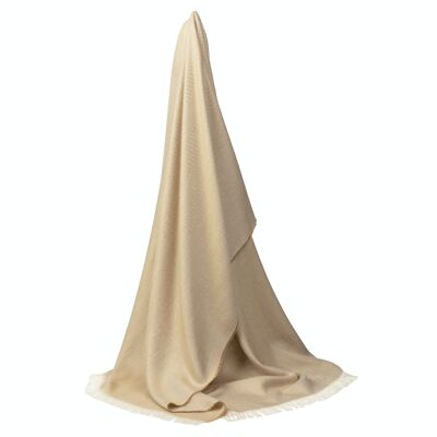 Stola Marquee Warm Camel a spina di pesce in cashmere e seta