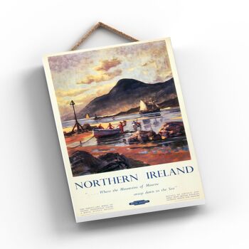 P1028 - Affiche originale des chemins de fer nationaux des montagnes d'Irlande du Nord sur une plaque décor vintage 2
