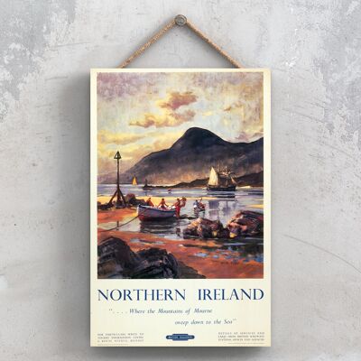 P1028 - Póster original del ferrocarril nacional de las montañas de Irlanda del Norte en una placa de decoración vintage