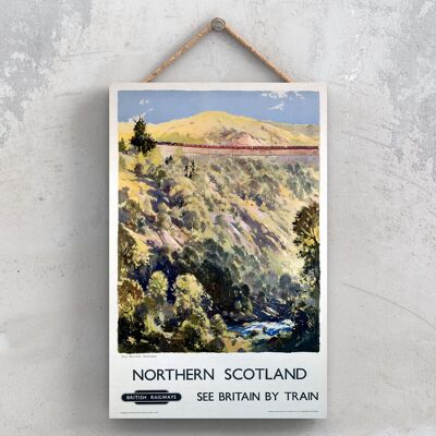 P1029 - Northern Scotland Sutherland Affiche originale des chemins de fer nationaux sur une plaque décor vintage