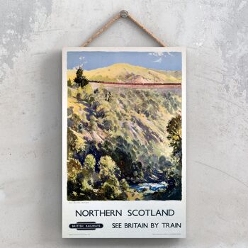 P1029 - Northern Scotland Sutherland Affiche originale des chemins de fer nationaux sur une plaque décor vintage 1