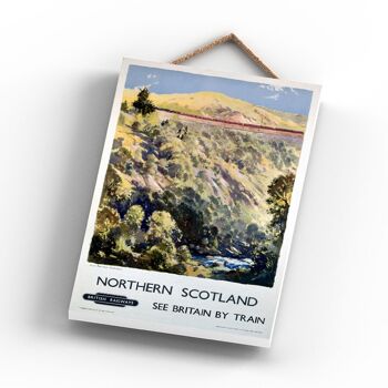 P1029 - Northern Scotland Sutherland Affiche originale des chemins de fer nationaux sur une plaque décor vintage 2