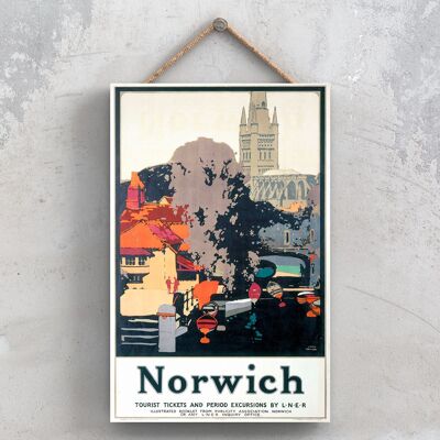 P1037 - Boletos de Norwich Afiche del Ferrocarril Nacional Original en una Placa Decoración Vintage