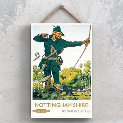 P1040 - Nottinghamshire Robin Hood Original National Railway Poster On A Plaque Vintage Decor