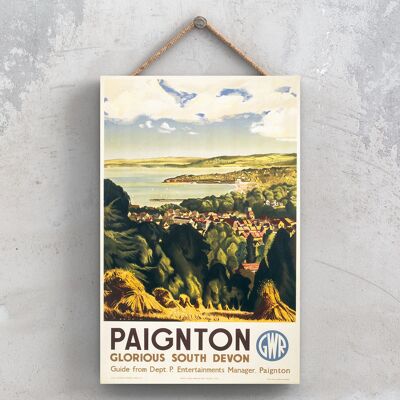 P1045 - Paignton Glorious Original National Railway Poster en una placa de decoración vintage