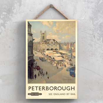 P1052 - Peterborough Market Scene Original National Railway Poster On A Plaque Vintage Decor 1