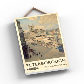 P1052 - Peterborough Market Scene Original National Railway Poster On A Plaque Vintage Decor 2