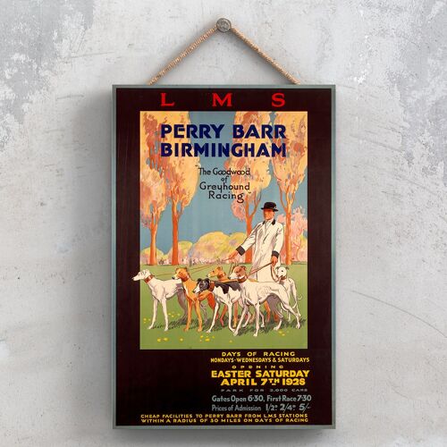 P1051 - Perry Barr Greyhound Racing Original National Railway Poster On A Plaque Vintage Decor