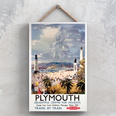 P1053 - Plymouth Clouds Poster originale della National Railway su una targa con decorazioni vintage