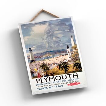 P1053 - Plymouth Clouds Affiche originale des chemins de fer nationaux sur une plaque décor vintage 2