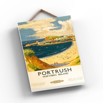 P1057 - Portrush Sand Affiche originale des chemins de fer nationaux sur une plaque décor vintage 2