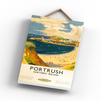 P1057 - Portrush Sand Affiche originale des chemins de fer nationaux sur une plaque décor vintage 3